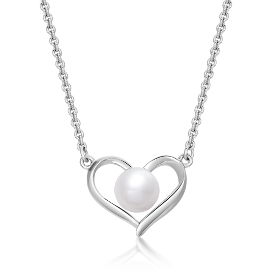SOFIA strieborný náhrdelník srdce s perlou WWPS170280N-1