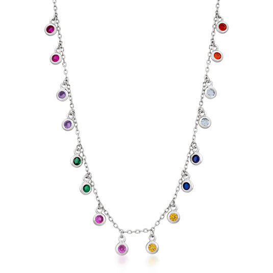 SOFIA strieborný náhrdelník s farebnými zirkónmi CONZB112474