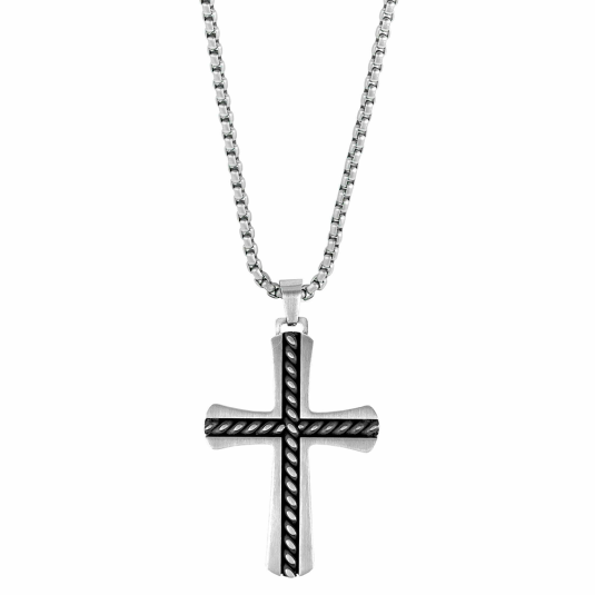 FRANK 1967 pánsky oceľový náhrdelník s krížom FR7FN-0034