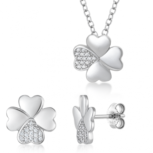 SOFIA stříbrný set náhrdelník a náušnice IS028CT300-38-45+IS028OR857