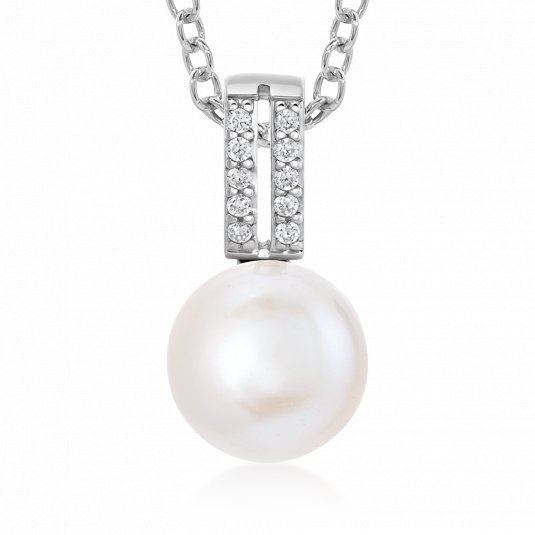 E-shop SOFIA strieborný prívesok s bielou sladkovodnou perlou prívesok AEAP3890Z,WFM/R
