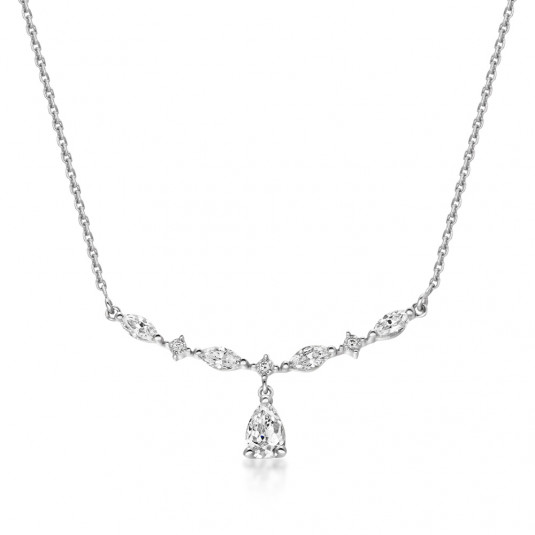 E-shop SOFIA zlatý náhrdelník so stredovým zirkónom v tvare slzy náhrdelník GEMCS30217-44