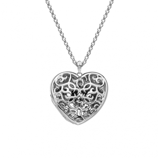 HOT DIAMONDS náhrdelník Large Heart Filigree Locket HDDP669
