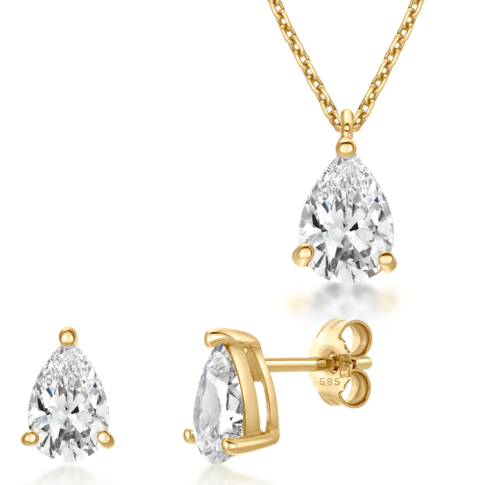 SOFIA zlatý set náhrdelník a náušnice so zirkónom GEMBO17796-57+GEMCS23680-61
