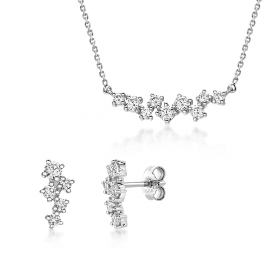 SOFIA zlatý set náhrdelník a náušnice so zirkónmi GEMCS28650-27+GEMBO28649-25