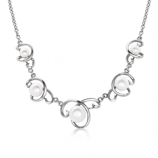 SOFIA strieborný náhrdelník s perlami WWPS062036N-1