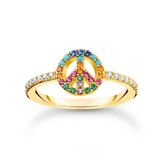 E-shop THOMAS SABO prsteň Peace with colourful stones gold prsteň TR2373-488-7
