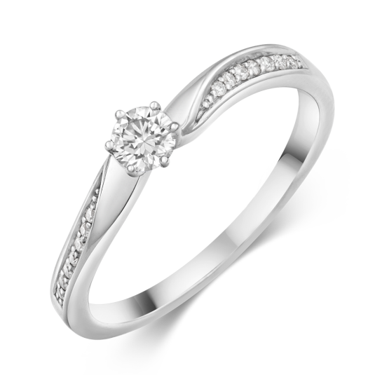 SOFIA DIAMONDS zlatý zásnubný prsteň s diamantmi 0,15 ct a 0,05 ct UDRG42906W-H-I1