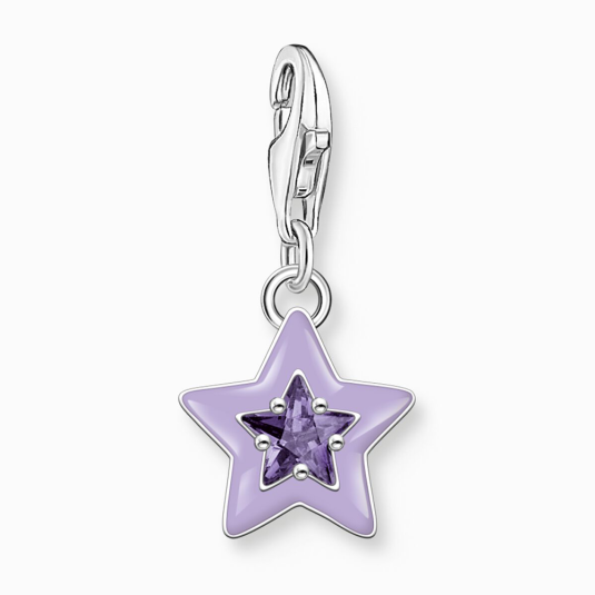 THOMAS SABO strieborný prívesok charm Star with amethyst-coloured stone 2039-041-13