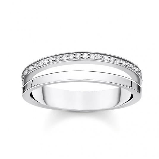 THOMAS SABO prsteň Ring double white stones silver TR2316-051-14