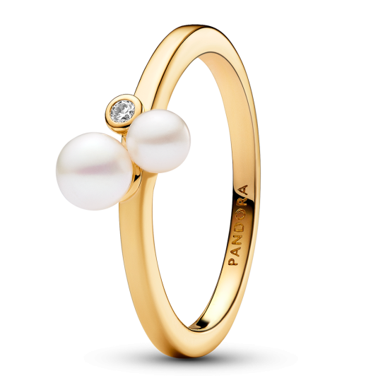 E-shop PANDORA pozlátený prsteň Nadčasový perlový prsteň prsteň 163156C01