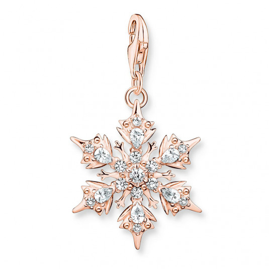 THOMAS SABO strieborný prívesok charm Snowflake with white stones rose gold 1903-416-14