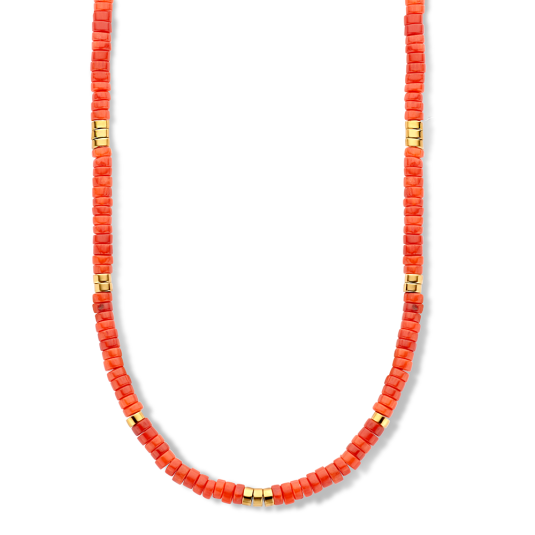 E-shop CO88 dámsky oceľový náhrdelník s koralom náhrdelník C88CN-26319