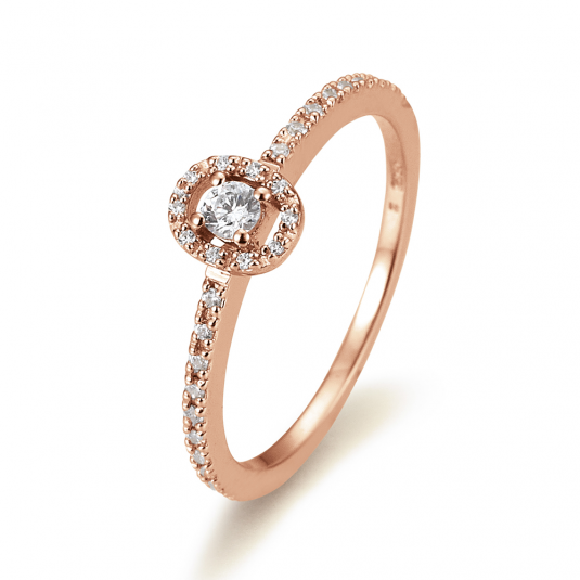 SOFIA DIAMONDS Prsteň 14 k ružové zlato s diamantmi 0,22 ct BE41/05801-R