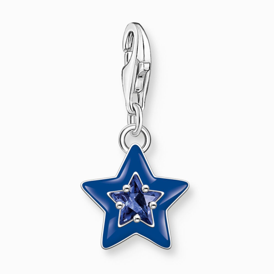THOMAS SABO přívěsek charm Star with sapphire blue stone 2043-496-7