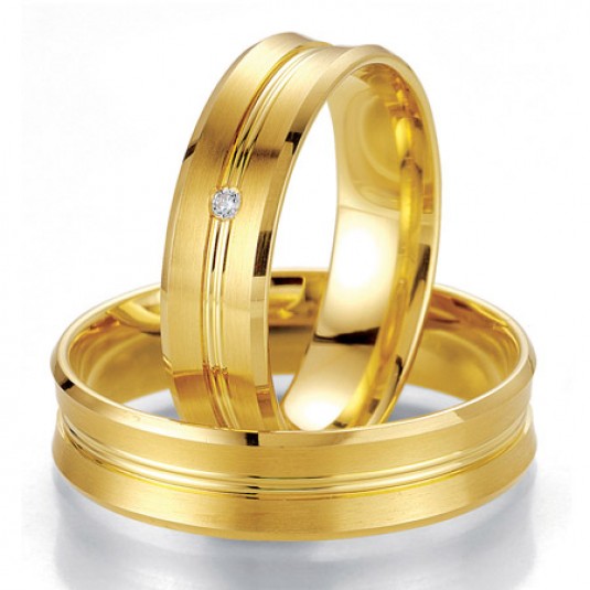 Levně Breuning zlaté snubní prsteny BR48/07021YG+BR48/07022YG