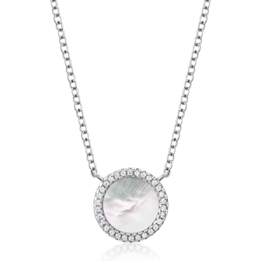 SOFIA strieborný náhrdelník s perleťou a zirkónmi IS028CT303